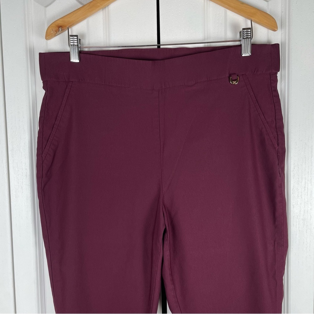 Rafaella Slim Ankle Trouser Pants Women’s 16 Burgundy Stretch Pull on Career - Picture 2 of 10